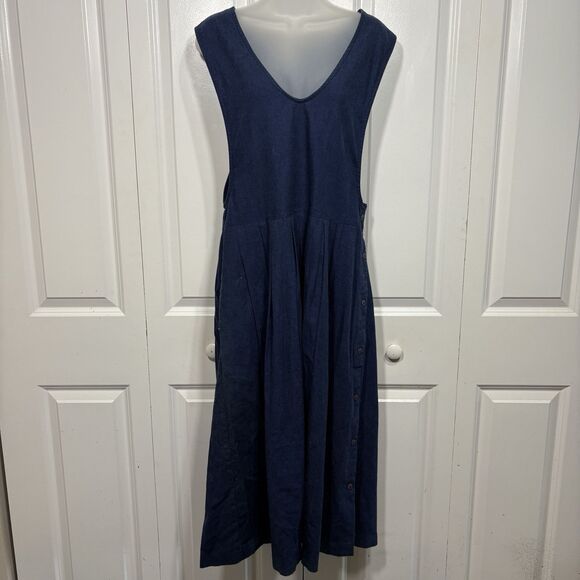 Leslie Allison Vintage Dress Womens 16 Denim Pinafore Cottagecore Boho Prairie - Picture 1 of 9